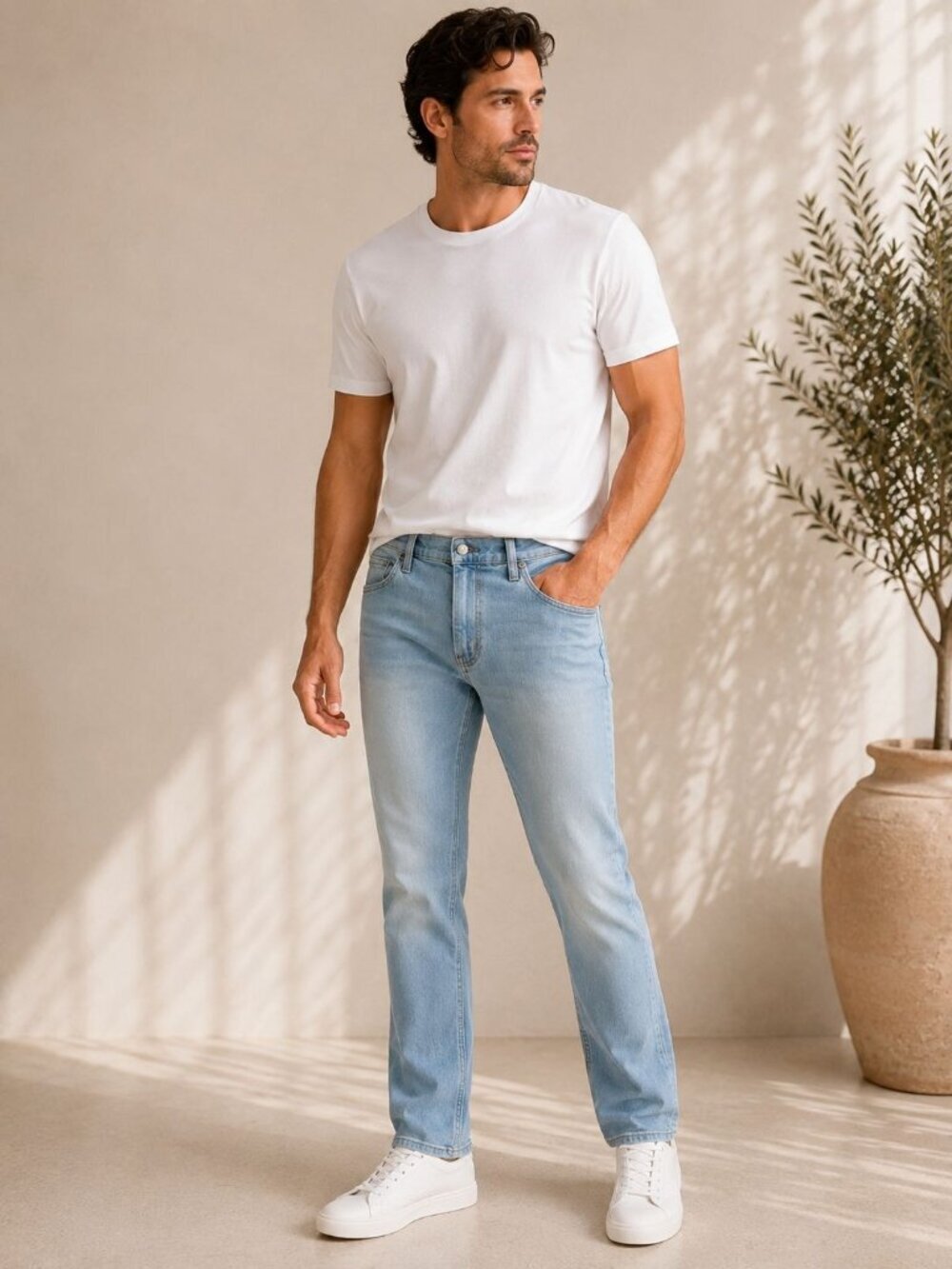 George Men’s Bootcut Jeans 34x34 Light Wash Stretch Denim NWT